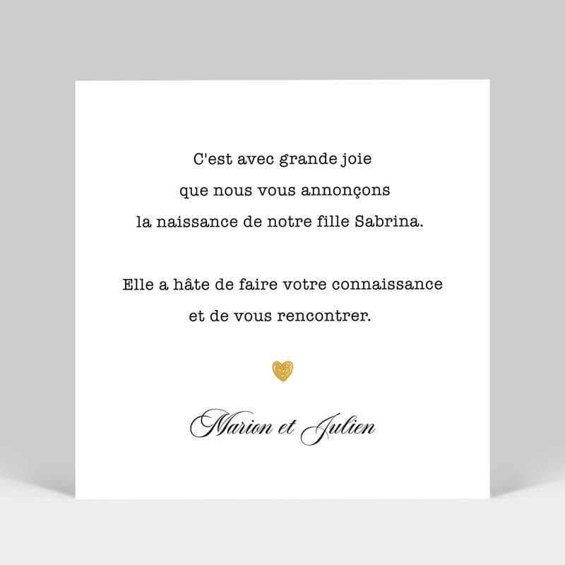 Faire-part de naissance Polaroid fille mini format