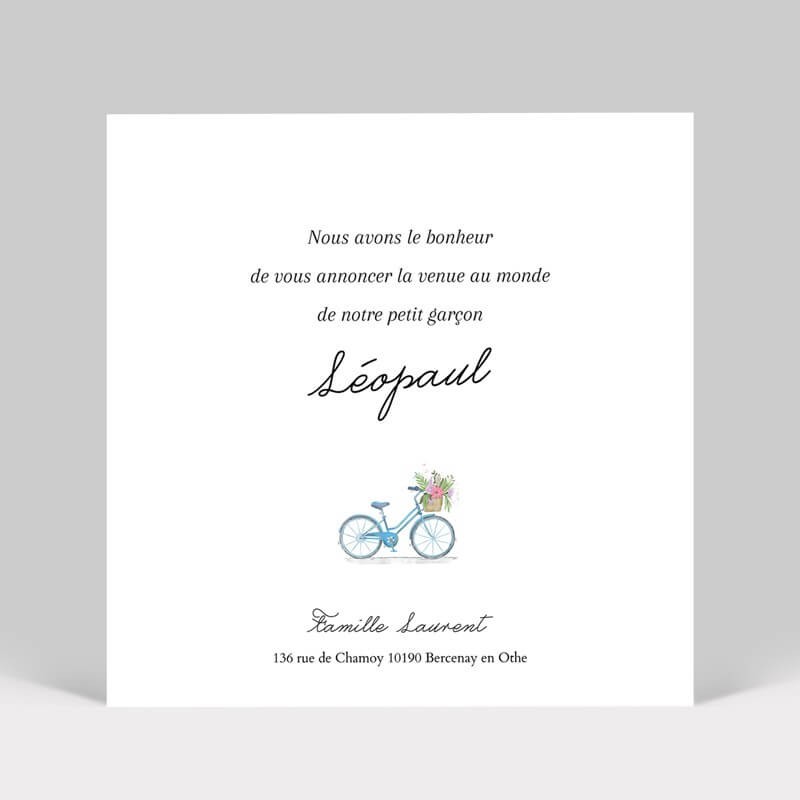 Faire-part de naissance vélo